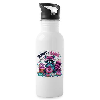 Donut Care Raccoon – Sweet & Indifferent - Water bottle with straw - white - Right
