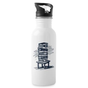 Bookworm Bookworm Book Lover Design in Retro - Water bottle with straw - white - Right