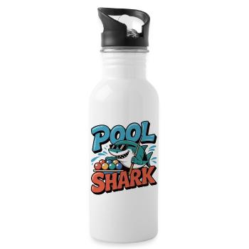 Billard - Pool Hai am Billardtisch - Trinkflasche mit integriertem Trinkhalm - Weiß - Rechts
