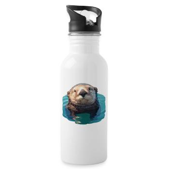 Sea otter - Water bottle with straw - white - Right