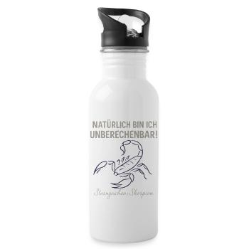 Skorpion Sternzeichen - Unberechenbar Spruch - Trinkflasche mit integriertem Trinkhalm - Weiß - Rechts