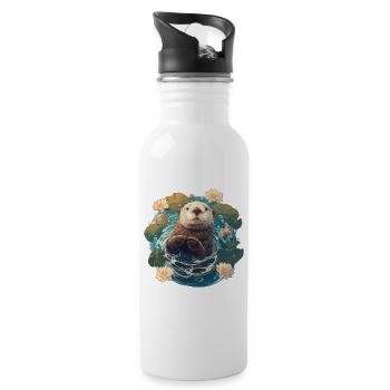Sea otter - Water bottle with straw - white - Right