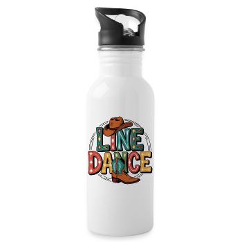 Line Dance mein Hobby - meine Passion - mein Ding - Trinkflasche mit integriertem Trinkhalm - Weiß - Rechts