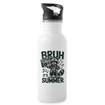 Cool raccoon with boombox - Water bottle with straw - white - Right