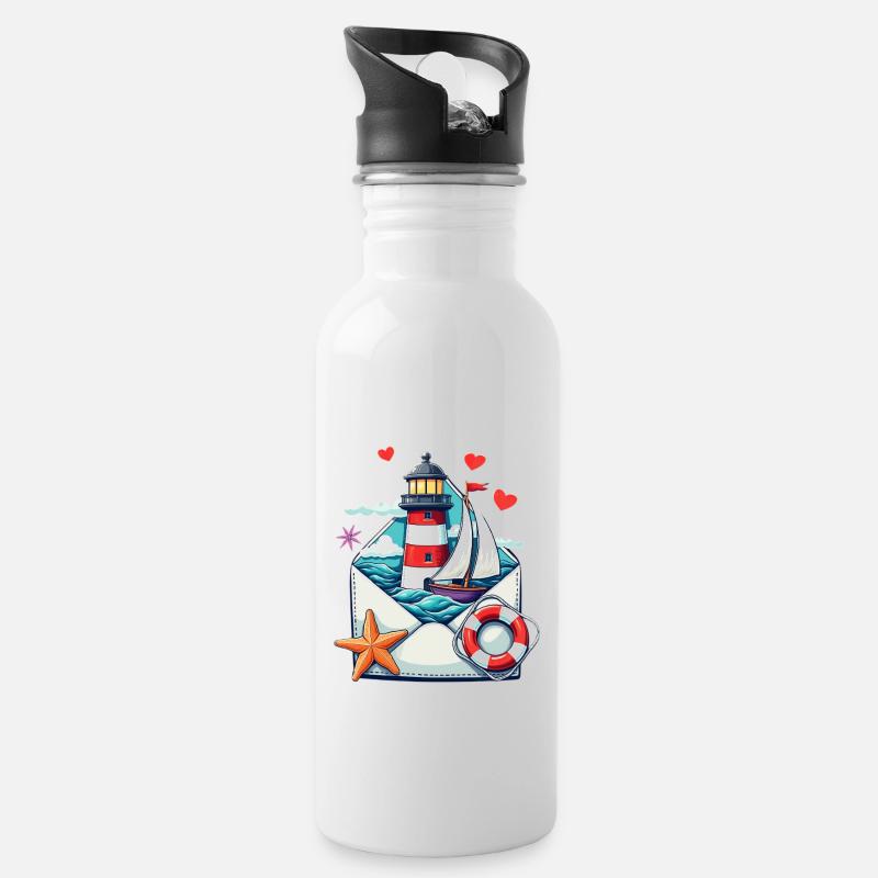 Courrier maritime - Gourde avec paille intégrée - blanc