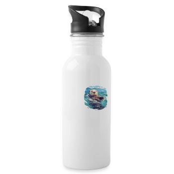 Sea otter - Water bottle with straw - white - Right