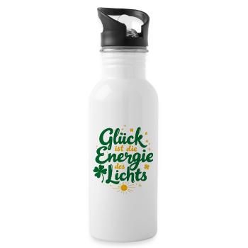 Bonheur, Énergie, Lumière - Gourde avec paille intégrée - blanc - Droite