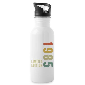 40 Jahre 1985 Vintage Retro Geburtstagsgeschenk - Trinkflasche mit integriertem Trinkhalm - Weiß - Rechts