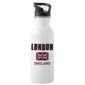 London England mit Flagge Englands - Trinkflasche mit integriertem Trinkhalm - Weiß - Rechts