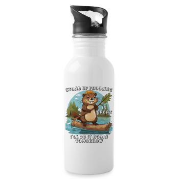 BIBER STAND UP PADDLING IS GREAT - Trinkflasche mit integriertem Trinkhalm - Weiß - Rechts