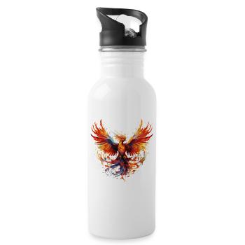 Phoenix Phoenix Fire Flames Bird Mythology - Water bottle with straw - white - Right