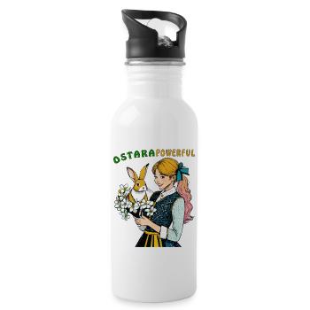 FRAU HASE BLUME OSTARA POWERFUL - Trinkflasche mit integriertem Trinkhalm - Weiß - Rechts