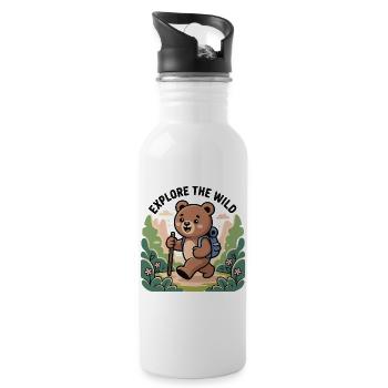 Explore the Wild Bear Illustration - Water bottle with straw - white - Right