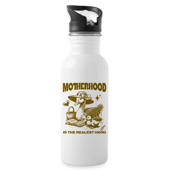 Motherhood Is The Realest Hood Cute Mama Goose - Water bottle with straw - white - Right