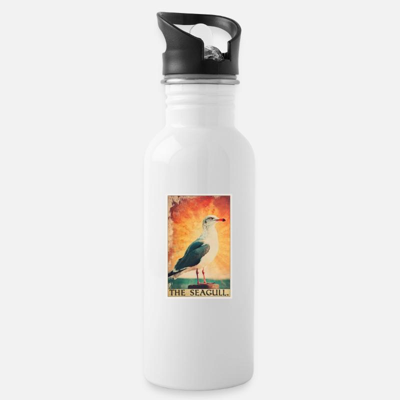 Möwen Möwe - Trinkflasche mit integriertem Trinkhalm - Weiß