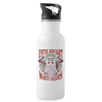 Evil Old Man Viking Under The Beard Wrath - Water bottle with straw - white - Right