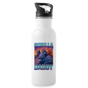 Gorilla-Papa - Trinkflasche mit integriertem Trinkhalm - Weiß - Rechts