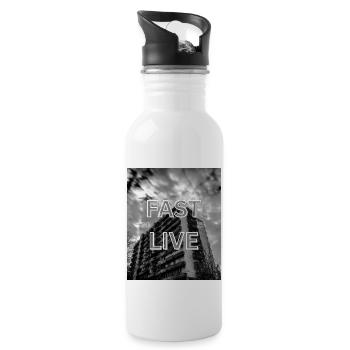 Good Feelings in einem Fast Life Design - Trinkflasche mit integriertem Trinkhalm - Weiß - Rechts