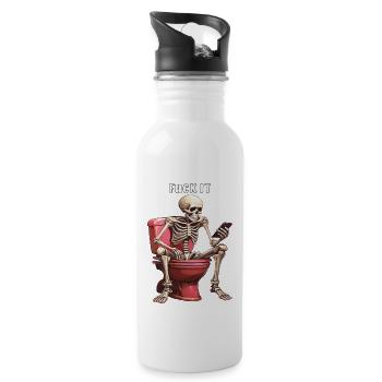 SKELETT TOILETTE FUCK IT - Trinkflasche mit integriertem Trinkhalm - Weiß - Rechts