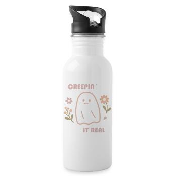 Sweet Ghost Design – Creepin' It Real Retro Look - Water bottle with straw - white - Right