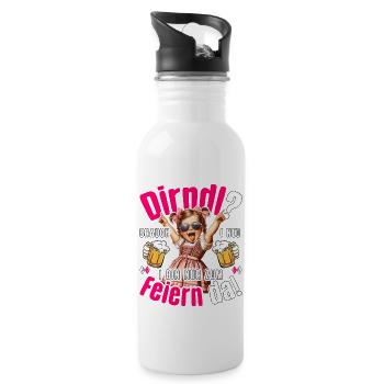 Trachtenshirt Damen Trachten T-Shirt Dirndl Ersatz - Trinkflasche mit integriertem Trinkhalm - Weiß - Rechts