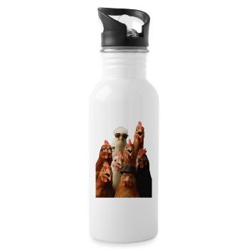 Huhn - Trinkflasche mit integriertem Trinkhalm - Weiß - Rechts