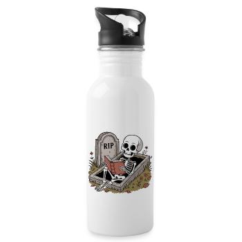 Read In Peace Skeleton Books Reading Funny Reader - Water bottle with straw - white - Right