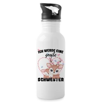 Nachwuchs Verkünden Ich Werde Große Schwester 2026 - Trinkflasche mit integriertem Trinkhalm - Weiß - Rechts