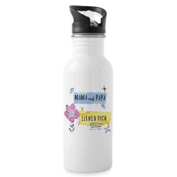 Mom and Dad love you - Water bottle with straw - white - Right