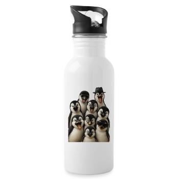 Pinguin - Trinkflasche mit integriertem Trinkhalm - Weiß - Rechts