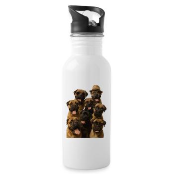 Bullmastiff - Trinkflasche mit integriertem Trinkhalm - Weiß - Rechts