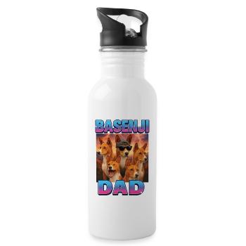 Basenji - Trinkflasche mit integriertem Trinkhalm - Weiß - Rechts