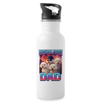 Bichon Frisé - Trinkflasche mit integriertem Trinkhalm - Weiß - Rechts