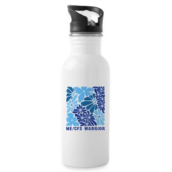 ME CFS Warrior Blumenmuster - Trinkflasche mit integriertem Trinkhalm - Weiß - Rechts