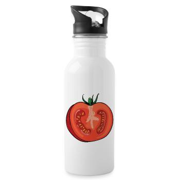 Tomate Kostüm Fasching Halloween Karneval Tomaten - Trinkflasche mit integriertem Trinkhalm - Weiß - Rechts