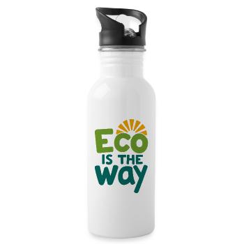 Eco Is The Way Nature Conservation Environmental Protection - Water bottle with straw - white - Right