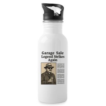 Garage Sale Legend Strikes Again Retro Vintage - Trinkflasche mit integriertem Trinkhalm - Weiß - Rechts