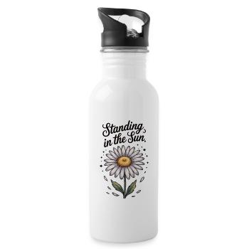 Flower Power T-Shirt - Water bottle with straw - white - Right
