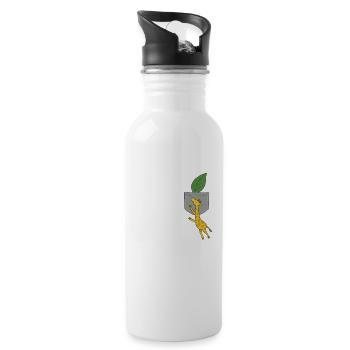 Süßes Giraffen Design - Trinkflasche mit integriertem Trinkhalm - Weiß - Rechts