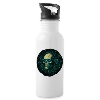 Gamer Skull - TechGaming Totenkopf - Water bottle with straw - white - Right
