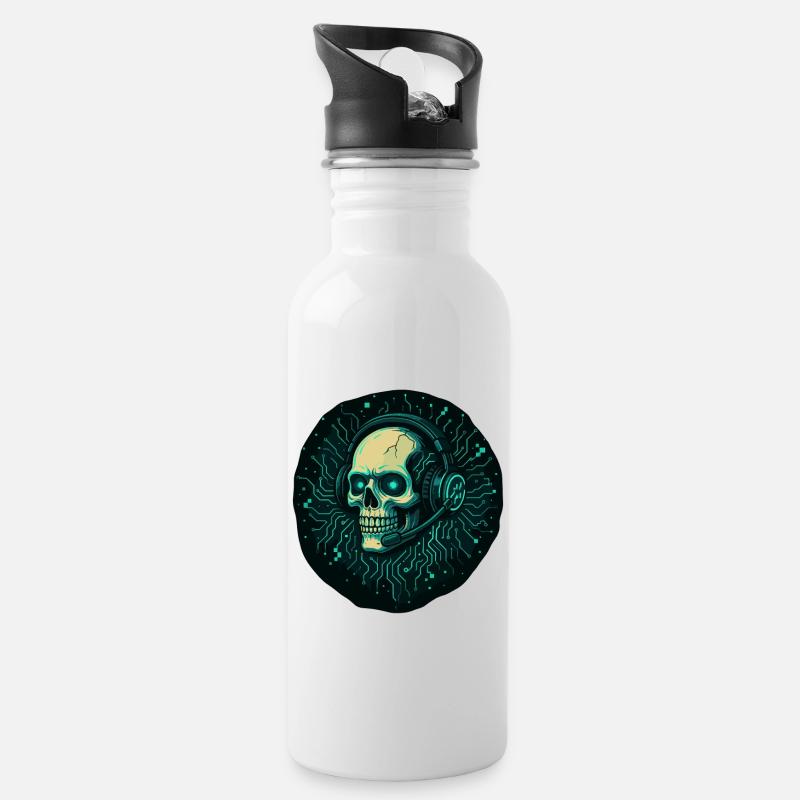 Crâne de joueur - TechGaming Totenkopf - Gourde avec paille intégrée - blanc