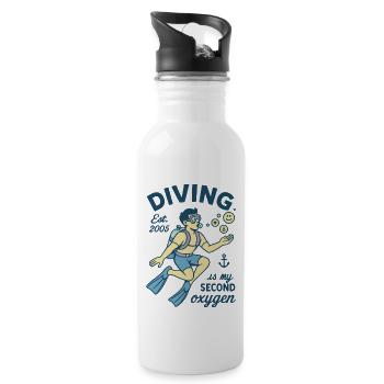 Diving Est. 2005 Is My Second Oxygen - Trinkflasche mit integriertem Trinkhalm - Weiß - Rechts
