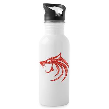 Roter Dämonischer Wolf - Trinkflasche mit integriertem Trinkhalm - Weiß - Rechts