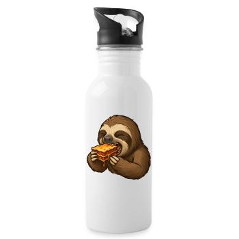 Sloth Lasagna Food Enjoyment Lazy - Water bottle with straw - white - Right