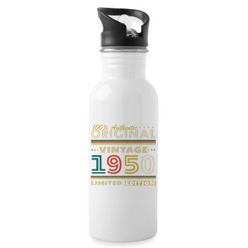 Vintage Retro 1950er Jahre Geburtstagsgeschenk 1950er Jahre - Trinkflasche mit integriertem Trinkhalm - Weiß - Rechts