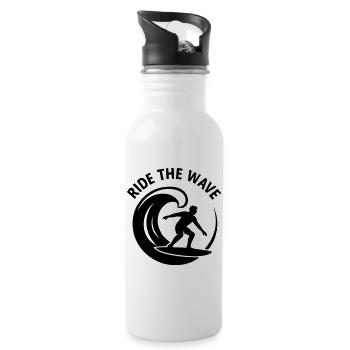 Surf auf der Welle Surf Surfer - Trinkflasche mit integriertem Trinkhalm - Weiß - Rechts