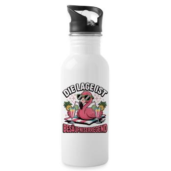 Flamingo de fête Ivresse - Gourde avec paille intégrée - blanc - Droite