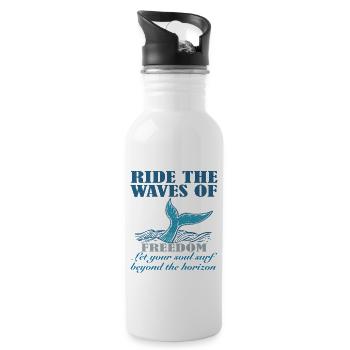 Reiten Sie auf den Wellen der Freiheit Ride the - Trinkflasche mit integriertem Trinkhalm - Weiß - Rechts