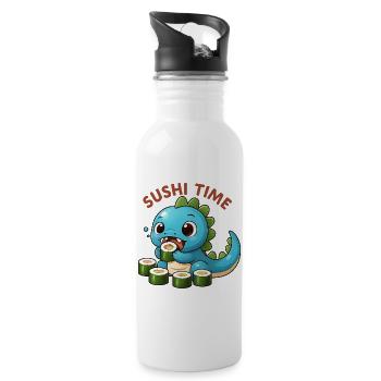Dinosaure mignon avec thème sushi - Gourde avec paille intégrée - blanc - Droite