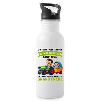 Grand Frère Annonce Grossesse Cadeau Naissance - Gourde avec paille intégrée - blanc - Droite